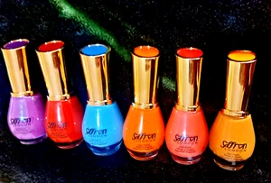 6 X SAFFRON NAIL POLISH SOFT CREAM NAIL VARNISH FOR FINGERS TOES * SET OF 6 * - Picture 1 of 3