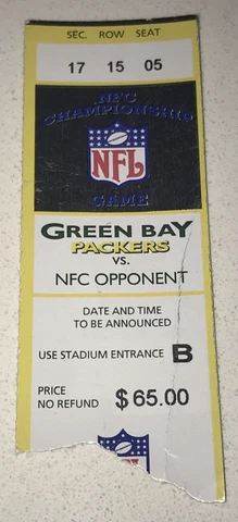 1/12/97 Panthers Favre Packers 1996 NFC Championship NFL Ticket Stub Lambeau Cover