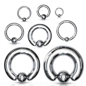 PAIR 20G-2G Steel Captive Bead Ring Ear Cartilage Tragus Lip Labret Septum Ring - Picture 1 of 6