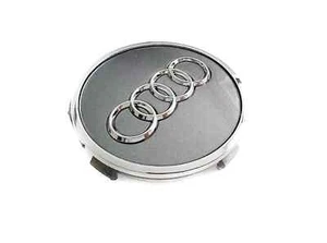 OEM AUDI GREY CHROME 61MM WHEEL RIM CENTER HUB CAPS EMBLEM 4PC SET 8W0601170JG3 - Picture 1 of 1