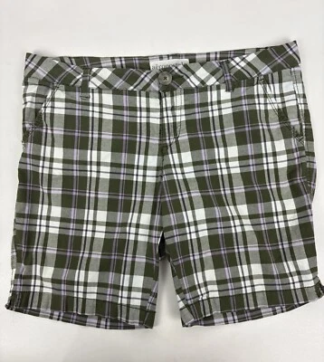 Bermudas clásicas a cuadros AEROPOSTALE talla 13/14 verde lavanda blanco 36x9 Foto 1 de 4