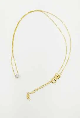 COLLANA DORATA CON ZIRCONE BIANCO 4 MM E CATENINA A 45 CM IN ARGENTO 925  - Immagine 1 di 3