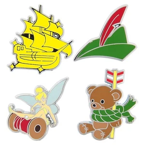 Disney Parks Peter Pan Pin Trading Flair Set 4 Pins Tinkerbell Hat Teddy Bear - Picture 1 of 1