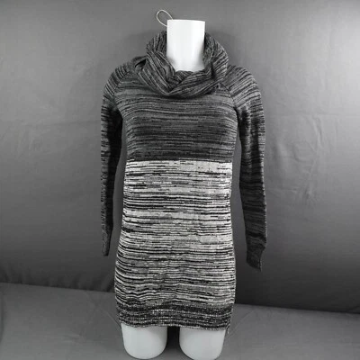 Mini vestido túnica Express feminino suéter XS cinza aconchegante indie softgirl gola capuz - Imagem 1 de 4