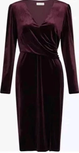 Monsoon Shelly Samt Burgunderrot Kleid UK 18 Neu mit Etikett Sonata - Bild 1 von 6
