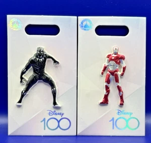 Disney Parks 2 Pin lot 100 Years Black Panther + Iron Man Marvel - New - Picture 1 of 3
