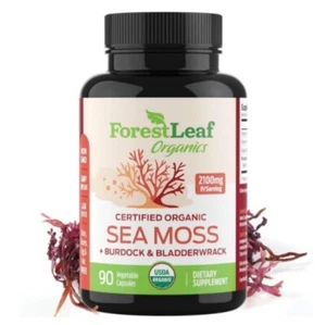 ForestLeaf Organic Irish Sea Moss w/Bladderwrack & Burdock Root Capsules (90 ct) - Picture 1 of 11