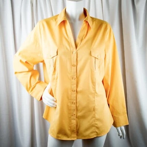 Chico's neues gelb orange einfarbiges Baumwollmischung Damen Shirt Größe L 3 - Bild 1 von 12
