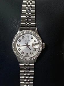 Women’s  Rolex date adjust with custom 18K white gold diamond bezel  - Picture 1 of 6