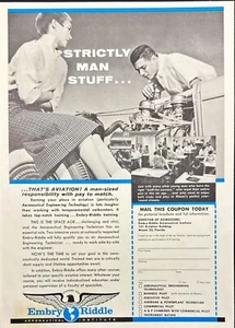 Embry Riddle Aeronautical Institute Strictly Man Stuff Vintage Print Ad 1958 - Picture 1 of 6