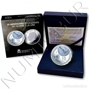 ESPAÑA: 10 euro plata 2019 proof 50 aniversaro llegada del hombre a la Luna - Imagen 1 de 2