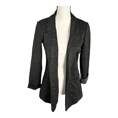 Christian Siriano Black Brown Muted Animal Pring Jacket Small Open Front - Image 1 of 4