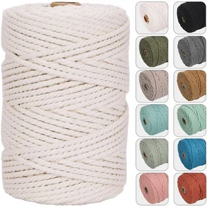 4mm 109yards Macrame Cord Natural Color Cotton Rope for Wall Hanging Plant Ha... - Picture 1 of 4