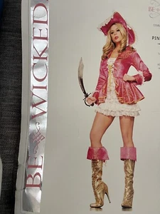 Adult Sexy Pink Pirate Costume (Small) Includes Hat/jacket/boot Covers/sword - Picture 1 of 3