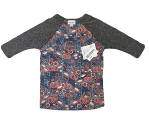 LuLaRoe Sloan Kids Size 4 - Blue Heather with Gray Heather Sleeves - #3702 - Picture 1 of 1