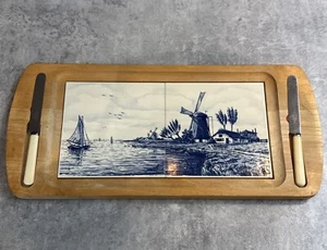 Delft Blue & White Cutting Board Set - Wooden / Ceramic - Picture 1 of 14