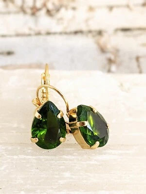 Brincos folheados a ouro 14K peridoto verde natural 5,9 quilates - Imagem 1 de 4