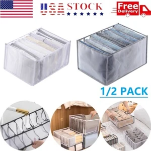 2x Clothes Drawer Storage Bag Folding Drawer Jeans T-shirt Underwear Storage Box - Picture 1 of 16