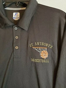 Auténtico polo negro Russell atlético dri-Power para hombre talla XL logotipo escolar - Imagen 1 de 4