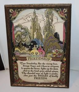 vintage Buzza Motto FRIENDSHIP Poem Quote Picture Frame Enos Hayward - Picture 1 of 3