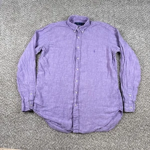 Ralph Lauren Hemd Herren Large Tall Lila Leinen Button Down Langarm Freizeit - Bild 1 von 13