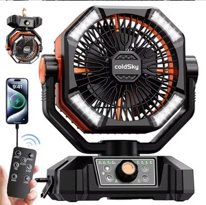 coldSky 20000mAh Battery Camping Fan with 4 LED Lantern 8 Speeds Desk Fan Portab - Picture 1 of 6