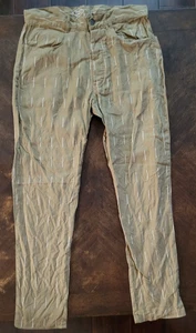 Alex Crane Pants Mens 32x31 Beige Khaki 100% Linen Feel Breezy Button Fly - Picture 1 of 11