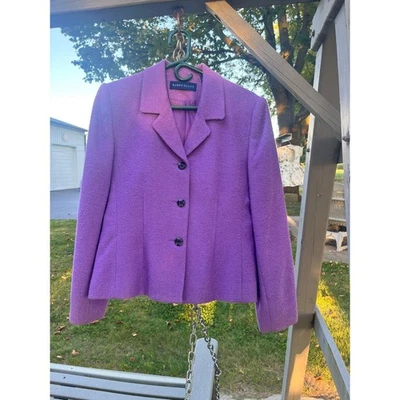 Blazer Karen Scott Púrpura Tweed Talla 8 Pequeña Chaqueta de Trabajo Ajustada Foto 1 de 4