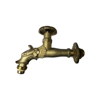 RUBINETTO PER FONTANA DA GIARDINO E ESTERNO IN OTTONE ANTICO VINTAGE 1/2 POLLICE - Immagine 1 di 2