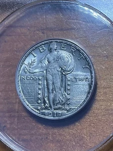 ANACS AU55 1917 S STANDING LIBERTY QUARTER TYPE 2 NICE QUALITY AU - Picture 1 of 3