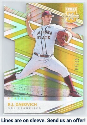 2020 Panini Elite Extra Edition #121 R.J. Dabovich Status Die Cut Gold #/10 - Image 1 of 2