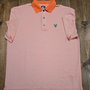 Garden City Golf Club Polo Shirt Mens Large Orange White Footjoy - Picture 1 of 5