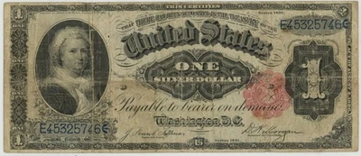1891 U.S. $1 Silver Certificate Martha Size Large Note Tillman-Morgan FR 223 - Image 1 of 2
