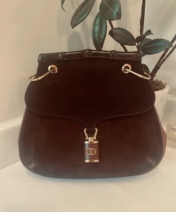 Original Gucci Bamboo, Bolso de Hombro Vintage Braun Wildleder - Bild 1 von 14