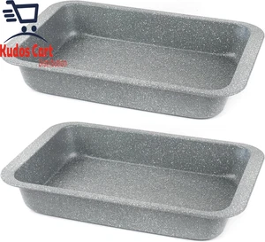 Salter COMBO Marblestone 36Cm Roasting Pan Set of 2 NonStick Baking Carbon Steel - Picture 1 of 11