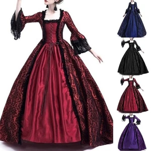 Classic Womens Retro Lace Dress Perfect for Medieval Festivals and Formal Wear - Picture 1 of 20