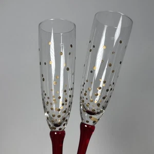 VINTAGE SET OF 2 FOOTLESS CHAMPAGNE FLUTES 13" LONG - Picture 1 of 7
