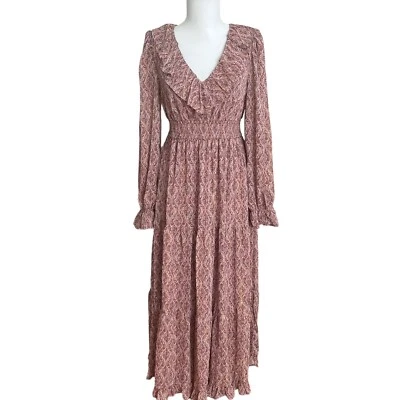 Maxi Vestido Anthropologie Con Volantes en Niveles S Campesino Cottagecore Boho Chic Fluido  Foto 1 de 4