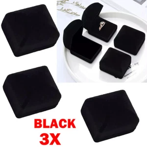 3x Schwarz Hochzeit Verlobung Luxus Ehering Box Aufbewahrungsbox Schmuckkästchen NEU - Bild 1 von 8