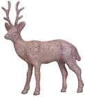 Reindeer Xmas Ornament Glittery Rose Gold Silver or White Standing Stag Statue 