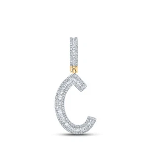 10kt Gelbgold Herren Baguette Diamant Initiale C Buchstabe Charm Anhänger 3/4 cttw - Bild 1 von 1