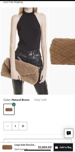 SAINT LAURENT (YSL) Borsa a tracolla Saint Laurent grande busta tampone Sade Shearling nuova con etichette vendita al dettaglio $2 850+