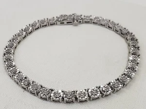 3/4 ct Diamond Tennis Bracelet UD Sterling Silver 7.25 inches long 9.2 Grams - Picture 1 of 4