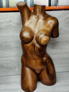 26" Nude Female Body Torso LIFE-SIZE Sculpture Statue Art Wood Wooden Walnut? - Picture 1 of 13