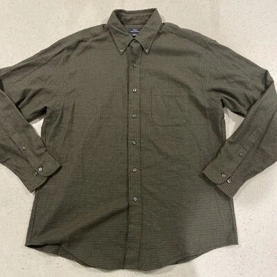 Brooks Brothers 346 Men's L/S Shirt SZ Large Green Geometric Heavy Cotton - Image 1 of 4