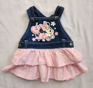 Disney Baby 3-6 Months Denim Minnie Mouse Adjustable Overall Bib Dress - Picture 1 of 9