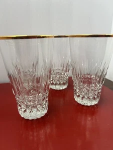 Vintage Luminarc Glass Tumblers With Gold Trim Set Of 4 16 Oz Highball Water - Picture 1 of 5