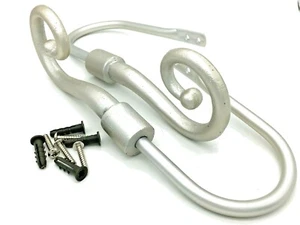 CURTAIN HOLDBACKS cast silver / chrome shepherds crook tieback (721) - Picture 1 of 11