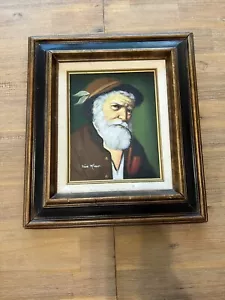 Vintage Van Meer óleo sobre lona 8"" x 10"" en marco de madera rústica original firmado - Imagen 1 de 8