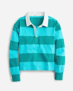 Crewcuts Girls Rugby Striped Long Sleeves Tshirt, Small/ 6-7, Blue/ Green - Picture 1 of 7